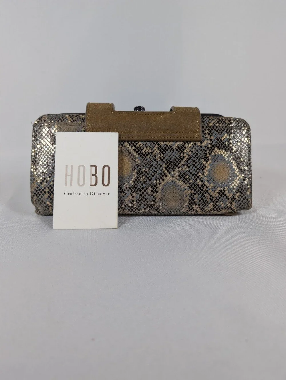 Hobo The Original, Snakeskin-Embossed Leather Kiss-Lock Wristlet Clutch